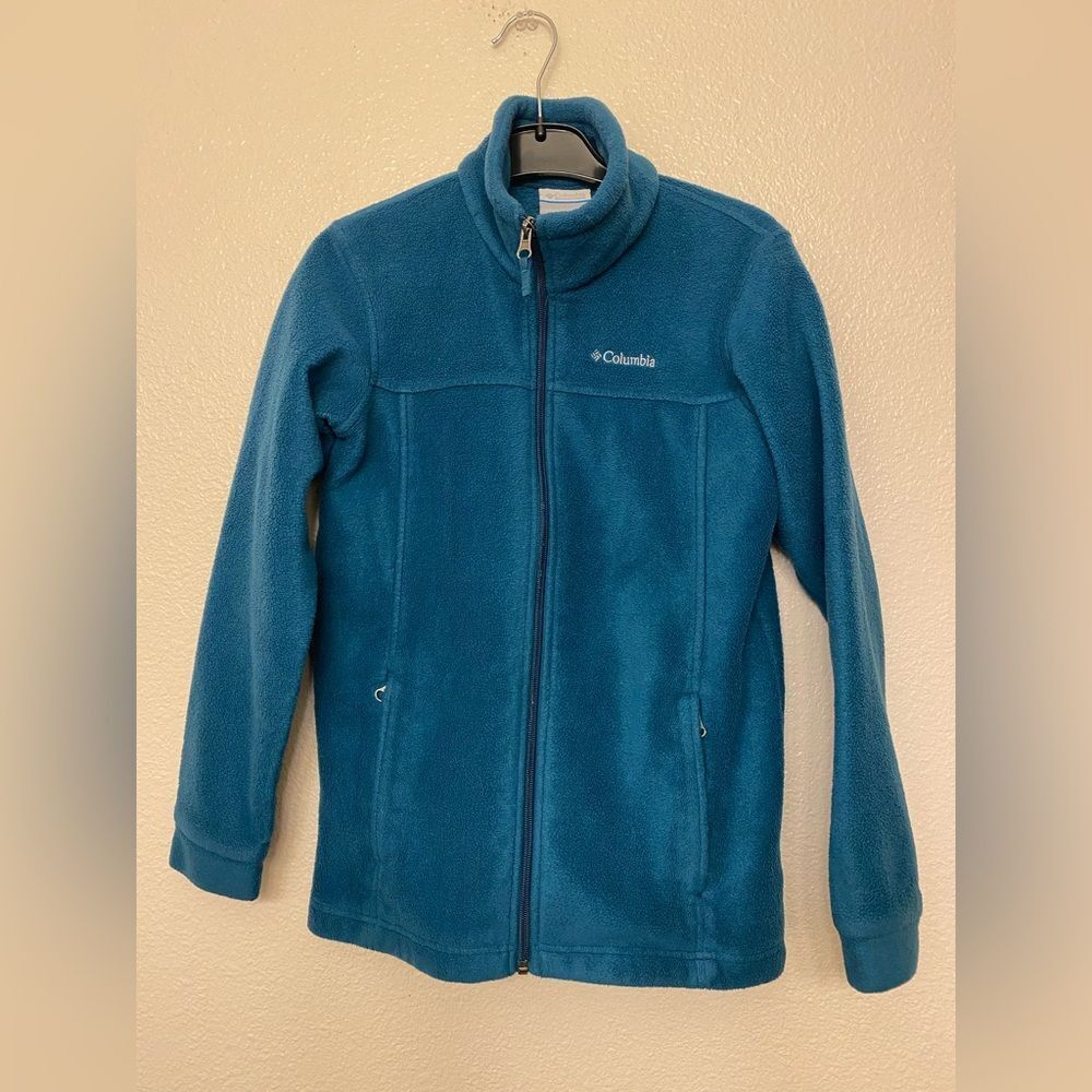 Columbia Youth Benton Springs Sweater fleece zip up jacket teal unisex M 10/12
